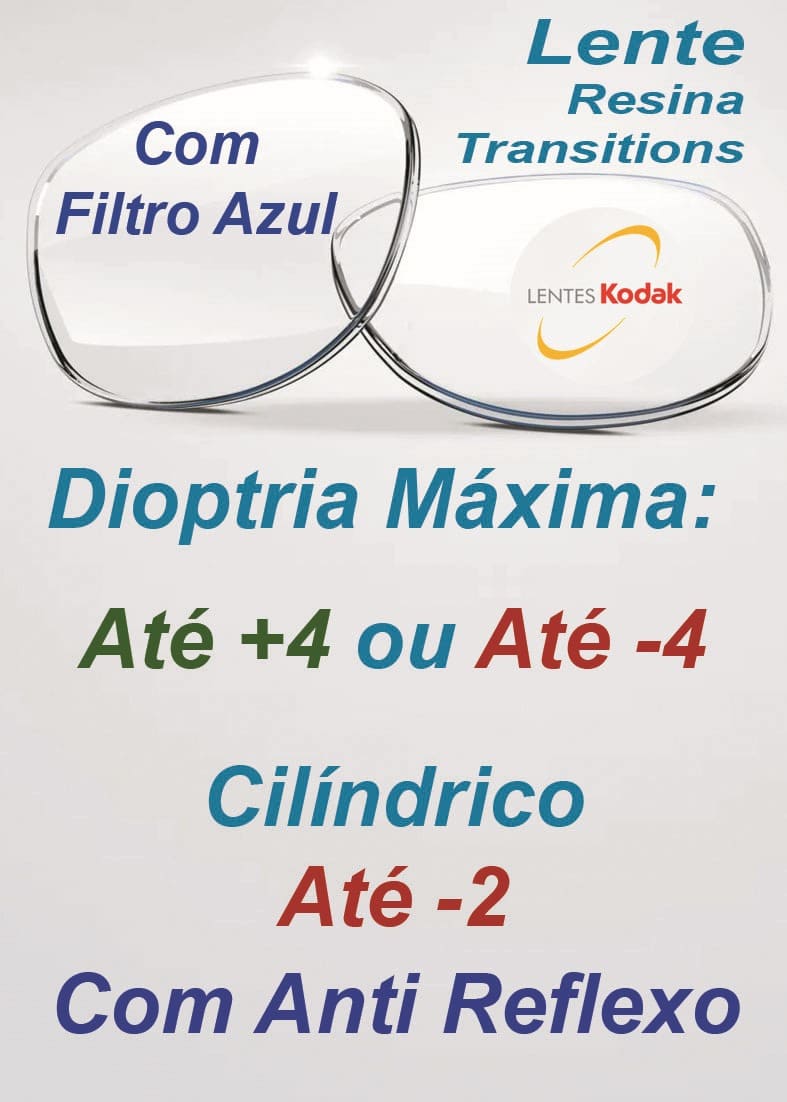 L3- Lente Resina Transitions Kodak com Filtro Azul