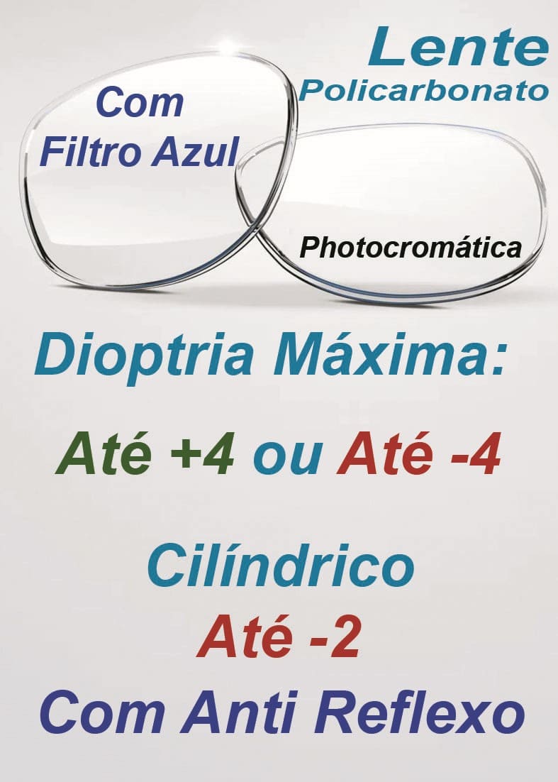 L20- Lente de Policarbonato Photocromática com Filtro Azul