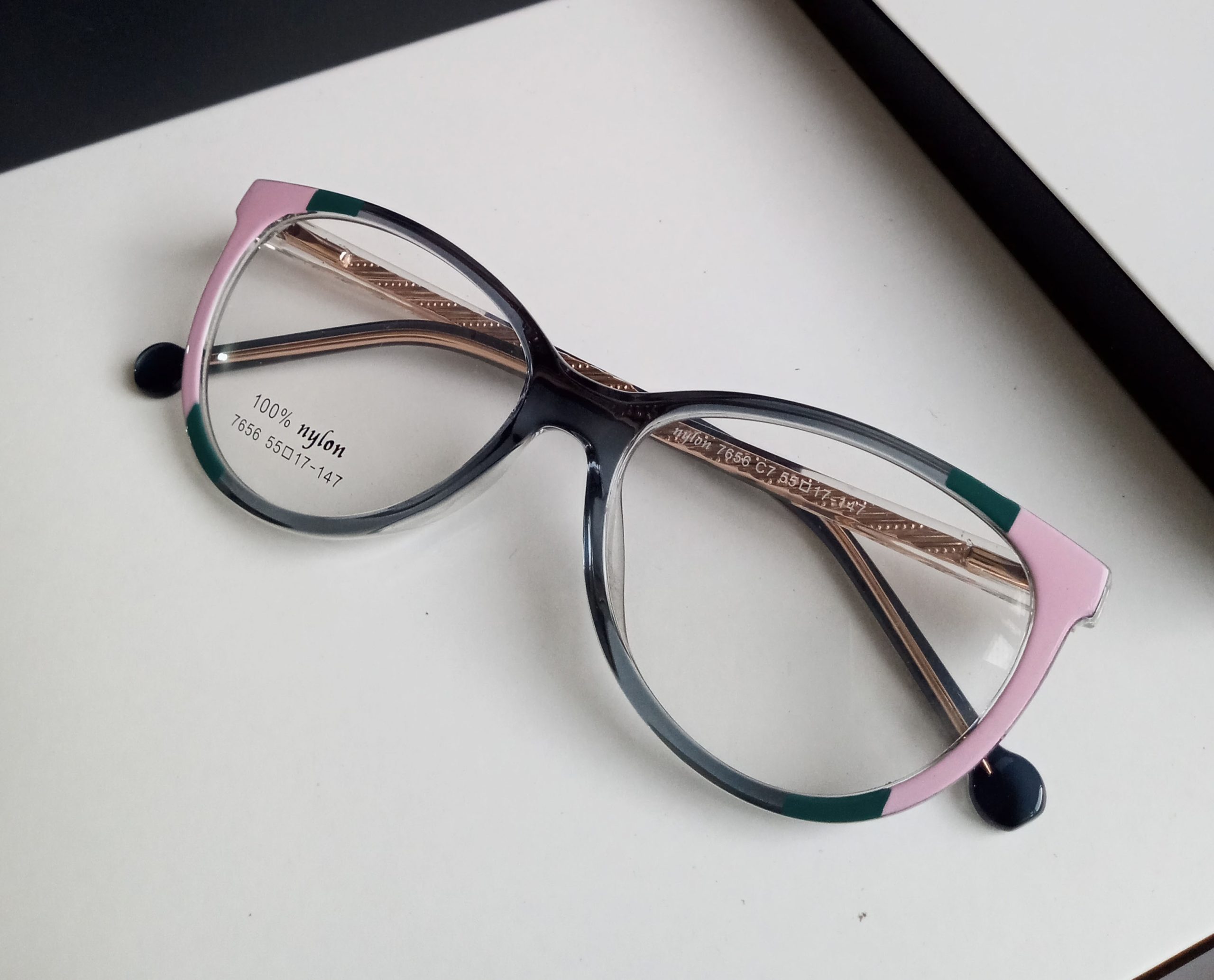 Acetato Fumê com detalhes Rosa e Verde. | AC0005