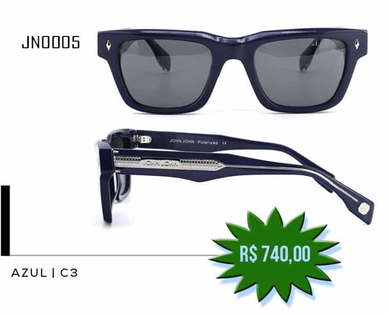 Óculos solar Azul c/ Detalhe em metal na haste | John John JN0005