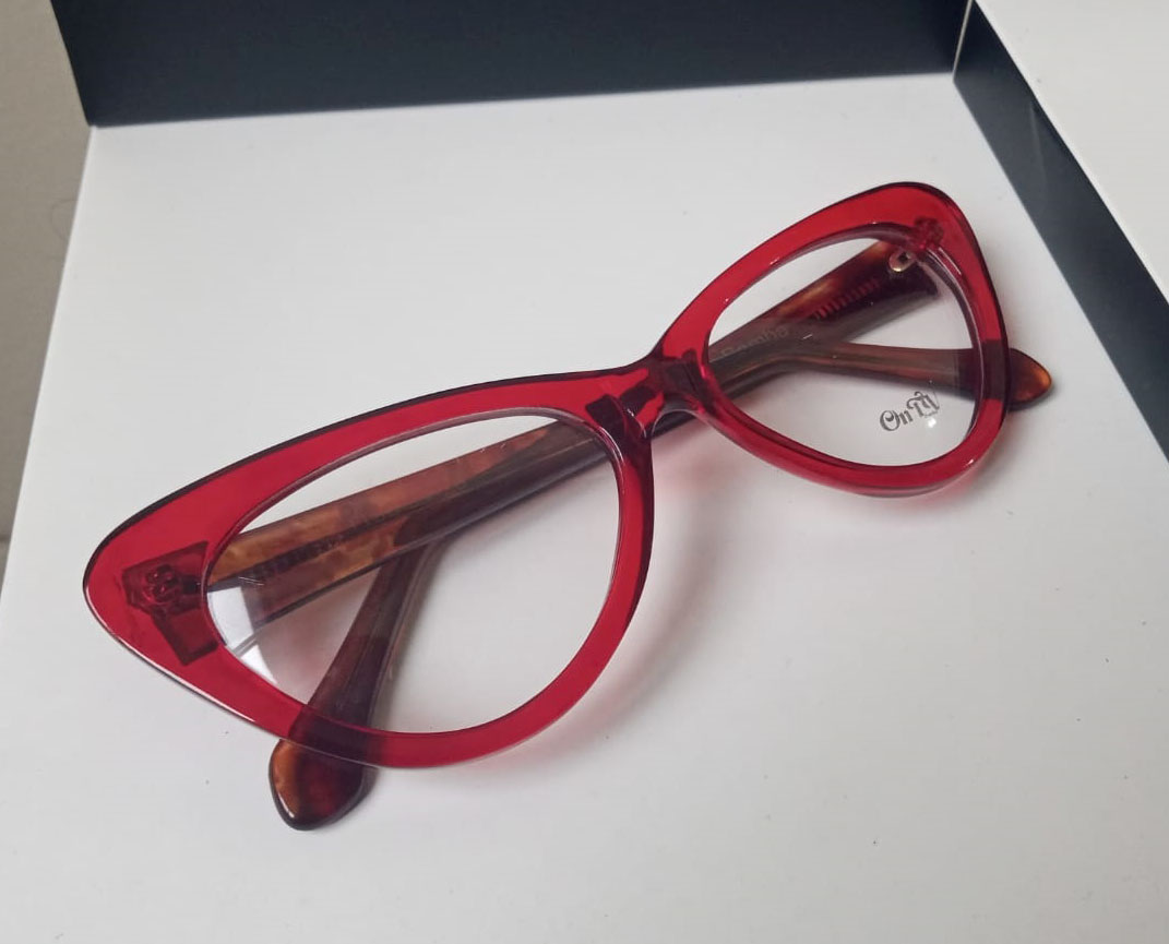 OnTV Acetato Alta qualidade Vermelho translúcido com haste Tartaruga. | AOTV 0007